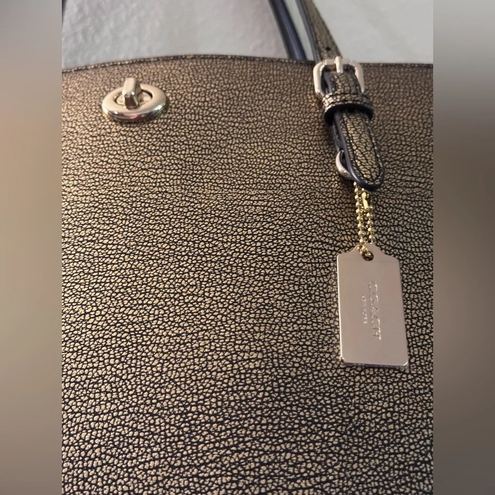 Coach Turnlock Tote Metallic Gold and Black NWOT